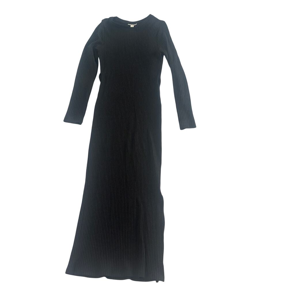 Topshop Black Ribbed Bodycon Maxi Dress - Size 6 - Picture 3 of 6